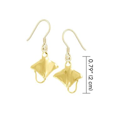 Manta Ray Solid Gold Hook Earring GTE963 - Jewelry
